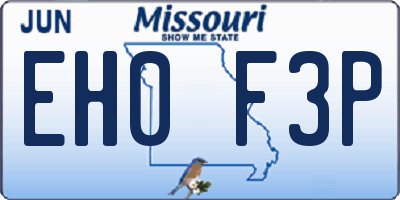 MO license plate EH0F3P
