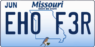 MO license plate EH0F3R