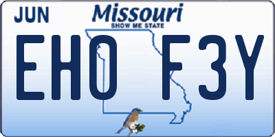 MO license plate EH0F3Y