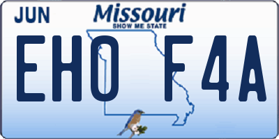 MO license plate EH0F4A