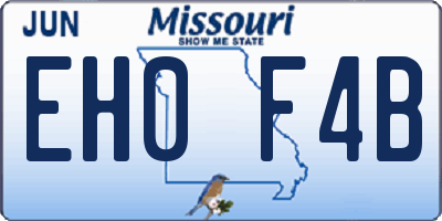 MO license plate EH0F4B