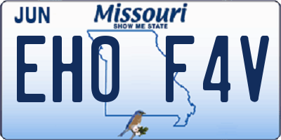 MO license plate EH0F4V