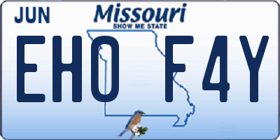 MO license plate EH0F4Y