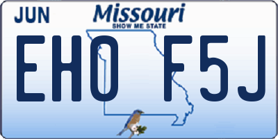 MO license plate EH0F5J