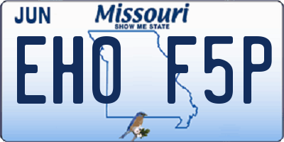 MO license plate EH0F5P