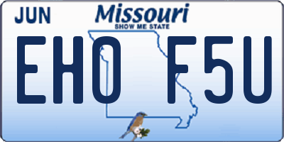 MO license plate EH0F5U