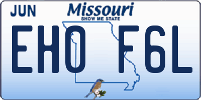 MO license plate EH0F6L
