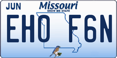 MO license plate EH0F6N