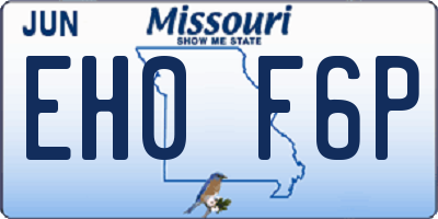 MO license plate EH0F6P