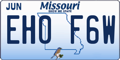 MO license plate EH0F6W