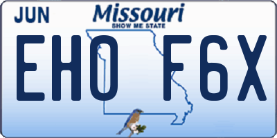 MO license plate EH0F6X