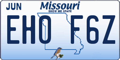 MO license plate EH0F6Z