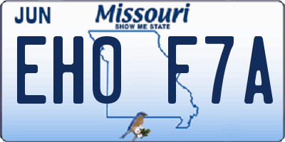 MO license plate EH0F7A