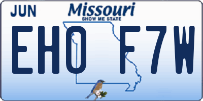 MO license plate EH0F7W