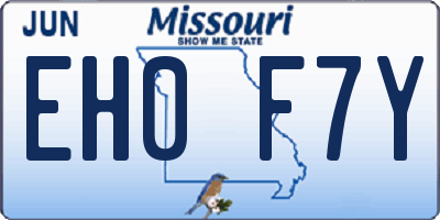 MO license plate EH0F7Y