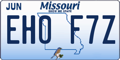 MO license plate EH0F7Z