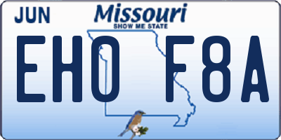 MO license plate EH0F8A
