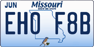 MO license plate EH0F8B