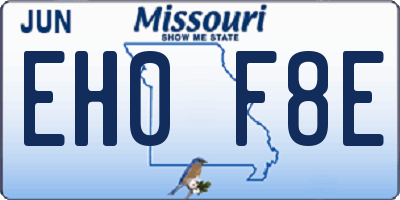 MO license plate EH0F8E