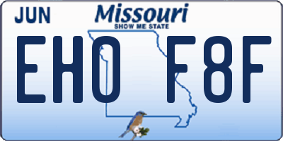 MO license plate EH0F8F