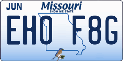 MO license plate EH0F8G