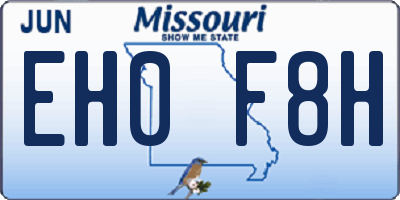 MO license plate EH0F8H