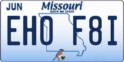 MO license plate EH0F8I
