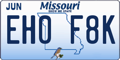 MO license plate EH0F8K