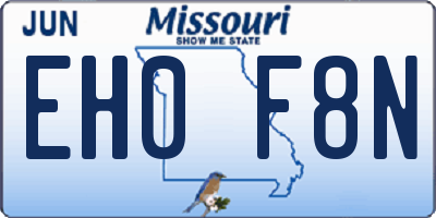 MO license plate EH0F8N