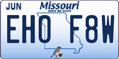 MO license plate EH0F8W