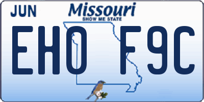 MO license plate EH0F9C