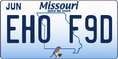 MO license plate EH0F9D