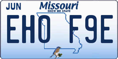MO license plate EH0F9E