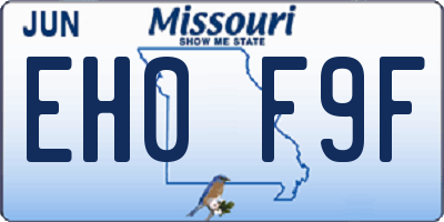 MO license plate EH0F9F