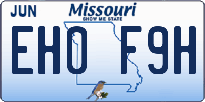 MO license plate EH0F9H