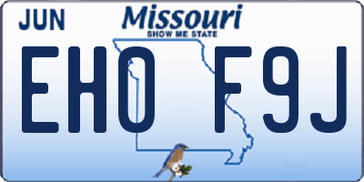 MO license plate EH0F9J
