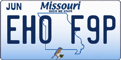 MO license plate EH0F9P