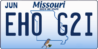 MO license plate EH0G2I