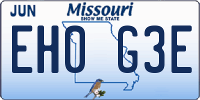 MO license plate EH0G3E