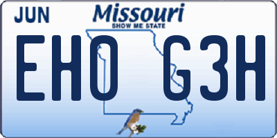 MO license plate EH0G3H
