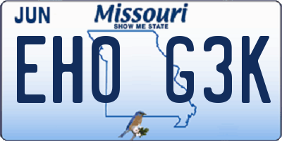 MO license plate EH0G3K