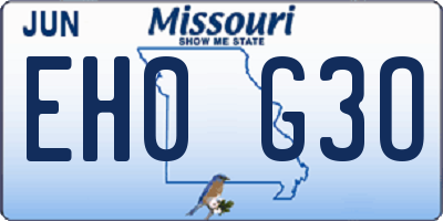 MO license plate EH0G3O