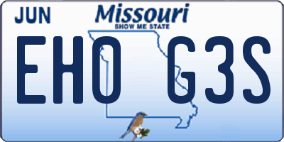 MO license plate EH0G3S