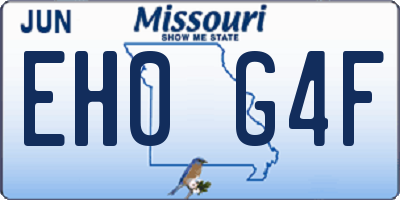 MO license plate EH0G4F