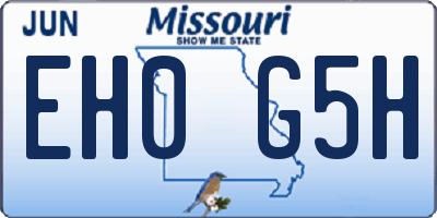 MO license plate EH0G5H