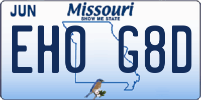 MO license plate EH0G8D