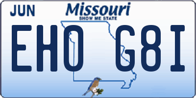 MO license plate EH0G8I