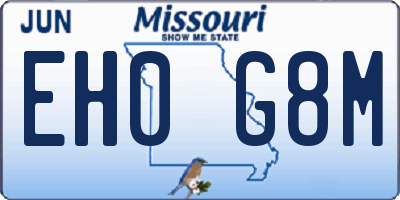 MO license plate EH0G8M