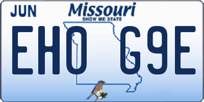 MO license plate EH0G9E