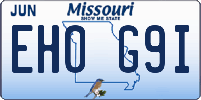MO license plate EH0G9I
